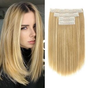 Hair‎ Extensions, 14" Short Clip in Hair Extensions 4PCS Straight Natural Soft